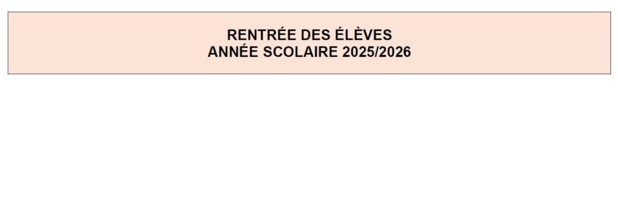 Rentrée année 2025-2026